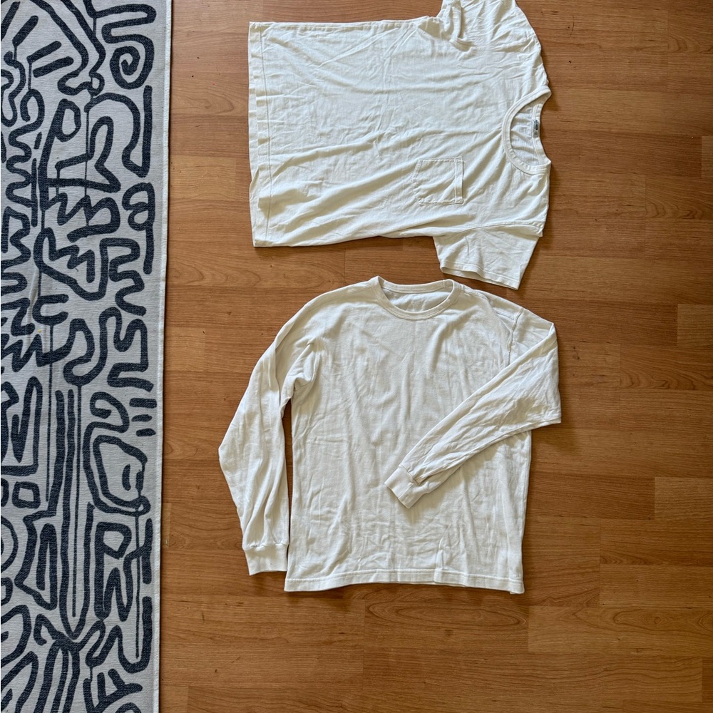 Cream Long Sleeve and Short Sleeve Tops